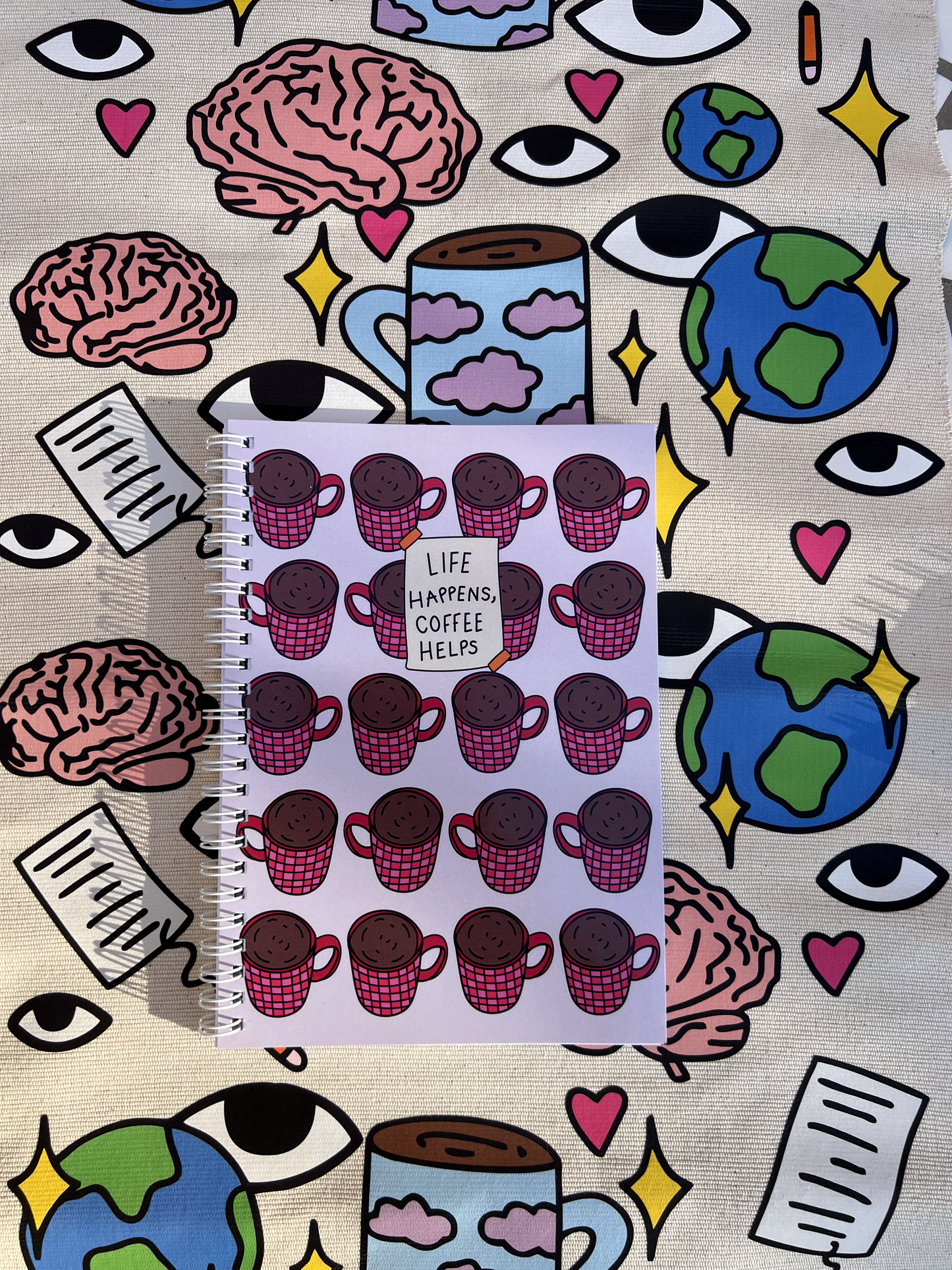 Life happens, Coffee Helps Spiral notebook